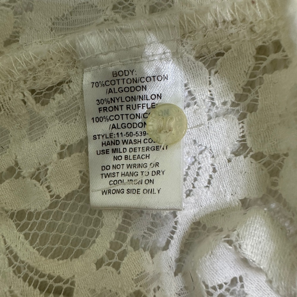 Stetson Lace Western Shirt Womens L Cream Ruffle Coastal Cowgirl Victorian Boho - Picture 9 of 12